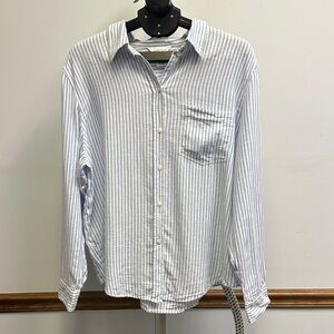 H&M Blue and White Striped Linen Shirt